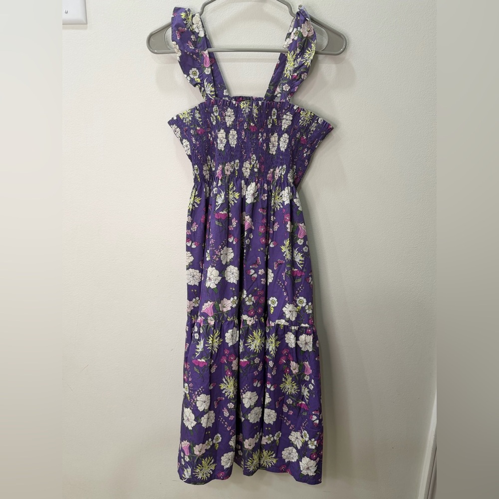 Tea Collection Portuguese Floral Smocked Flutter Sleeve Dress - Girls Size 14